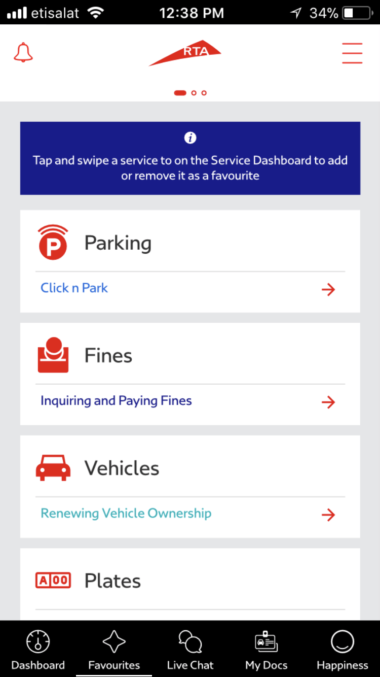 Screenshot from Dubai Drive App